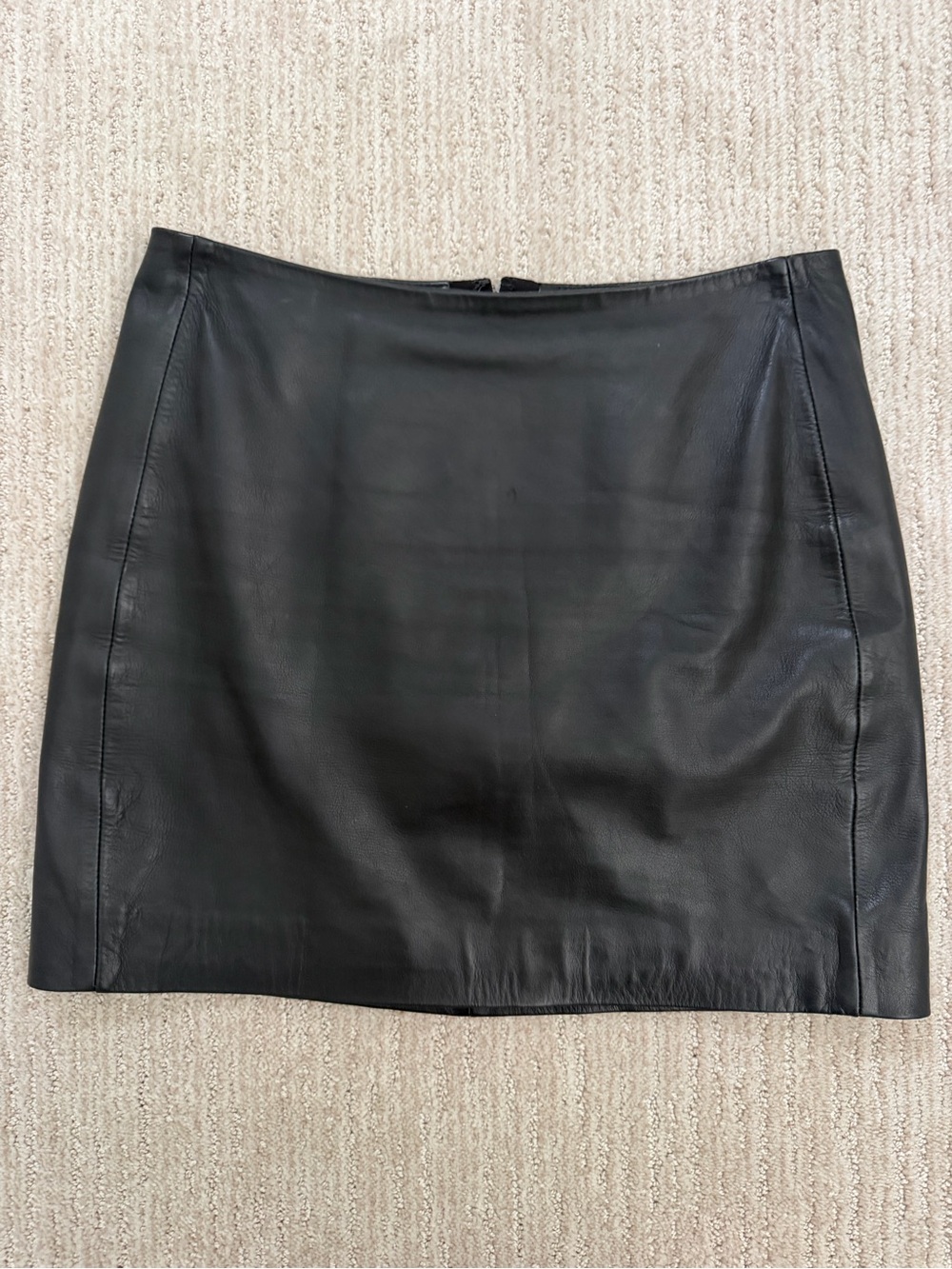 Sezane Black Lamb Leather Mini Skirt